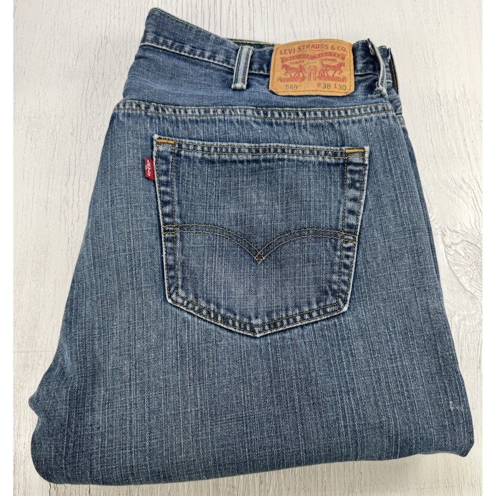 Levi's 569 Jeans Men's‎ 38x30 Blue Loose Straight Fit 100% Cotton Dark Denim